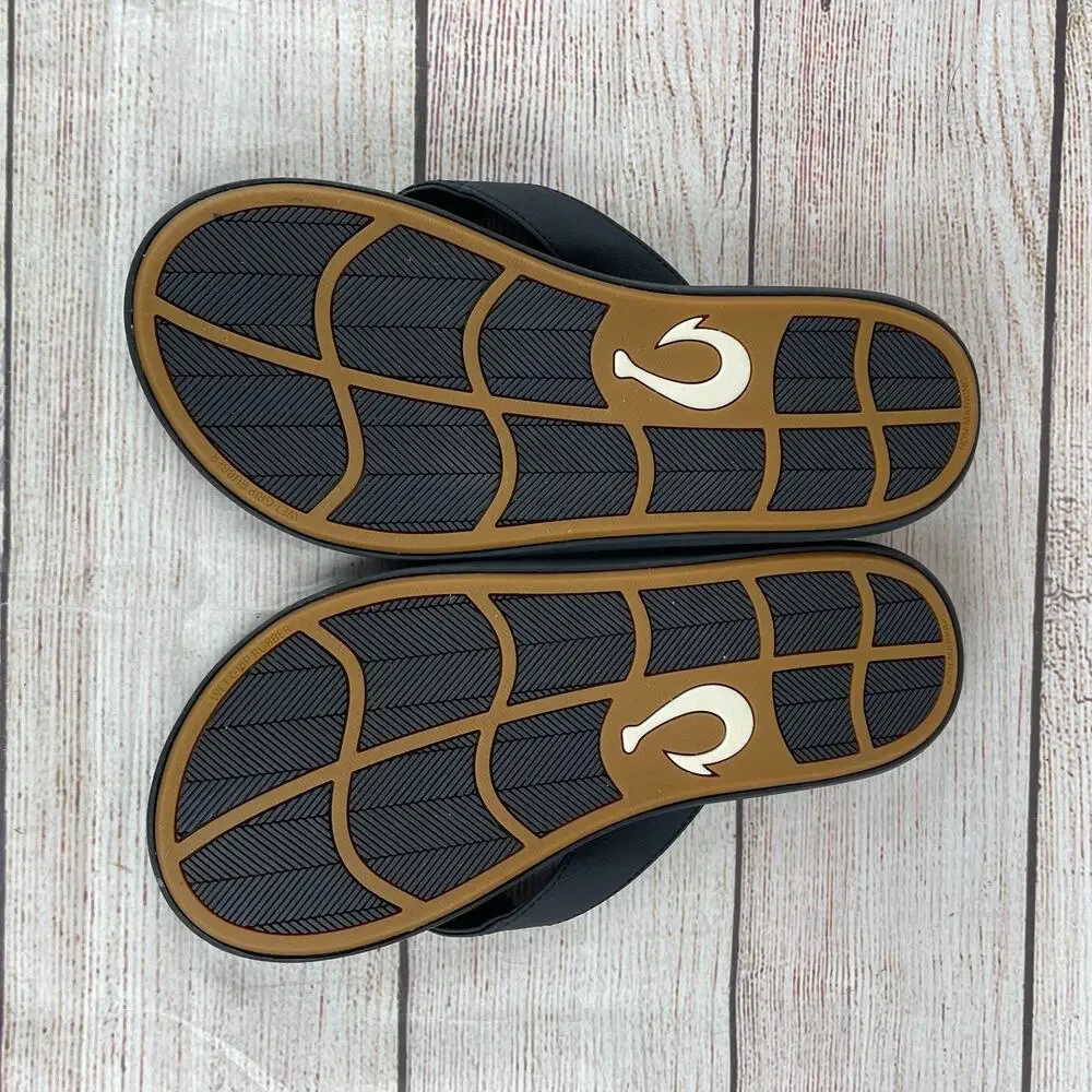OluKai Ki'i Mens Sz 11 Beach Flip Flops Sandals Black